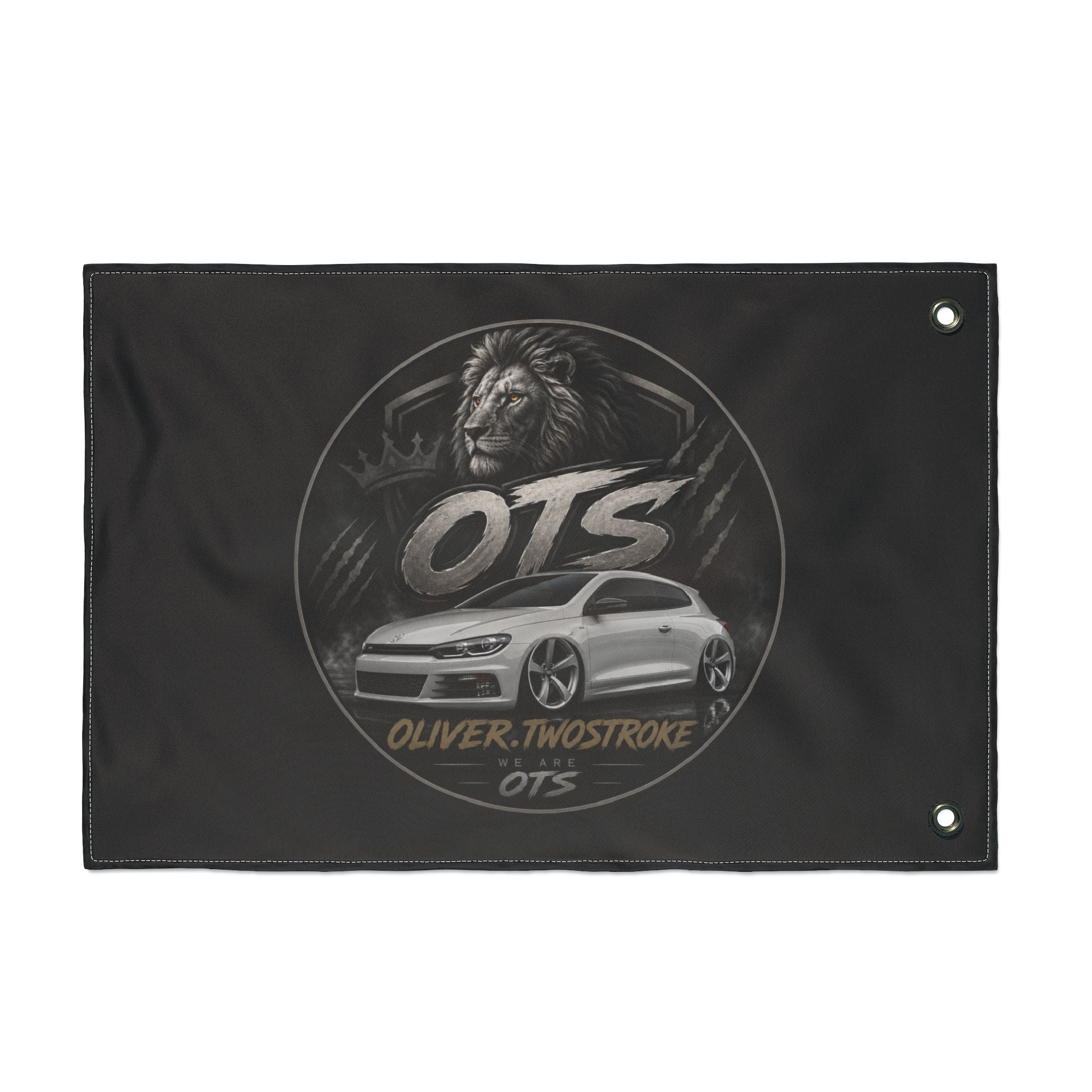 Double-Sided Flag – OTS Lion Car Logo (Oliver.Twostroke)