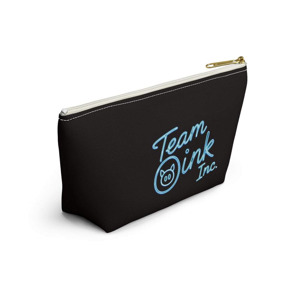 Team Oink Accessory Pouch — Black T-Bottom Makeup & Gadget Organizer