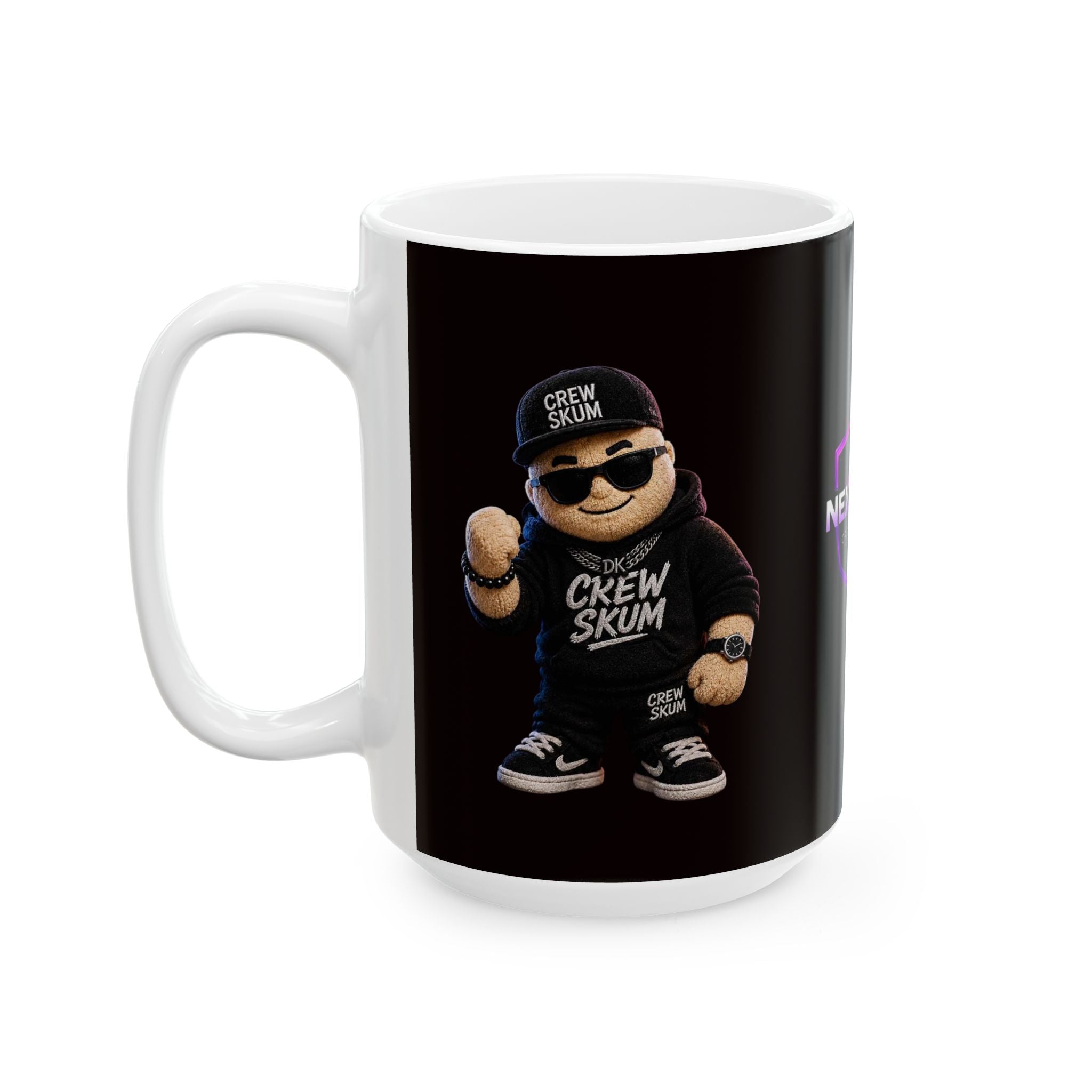 Next Level Creator Agency Logo Ceramic Mug — Black Branded Coffee Cup (11oz, 15oz)