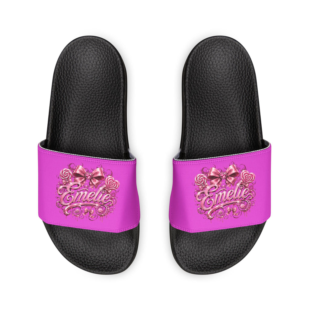 Men's Slide Sandals — Pink Floral 'Epic Mom' Embossed Strap