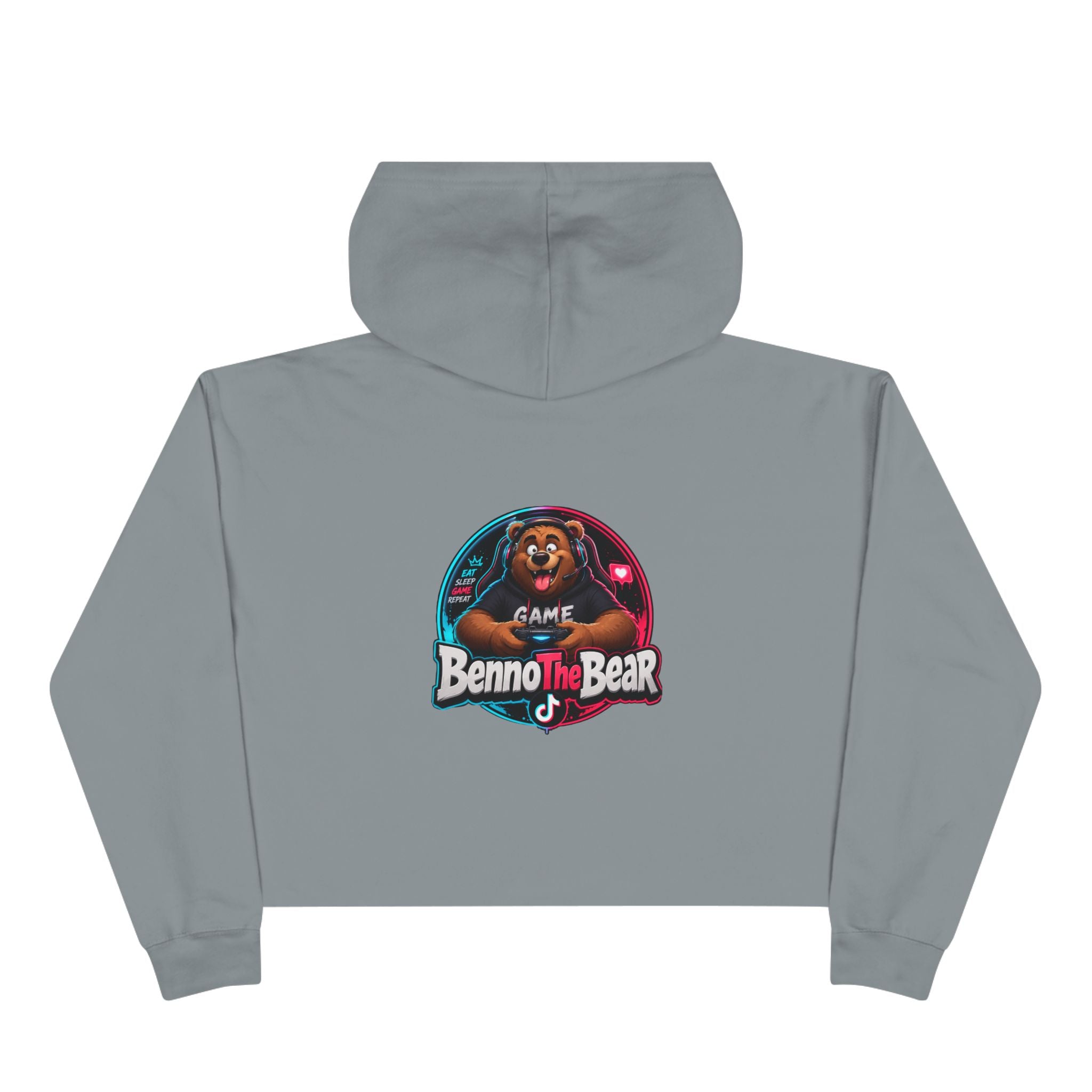 Benno The Bear Crop Hoodie — Cute Gamer Bear Logo Cropped Hoodie