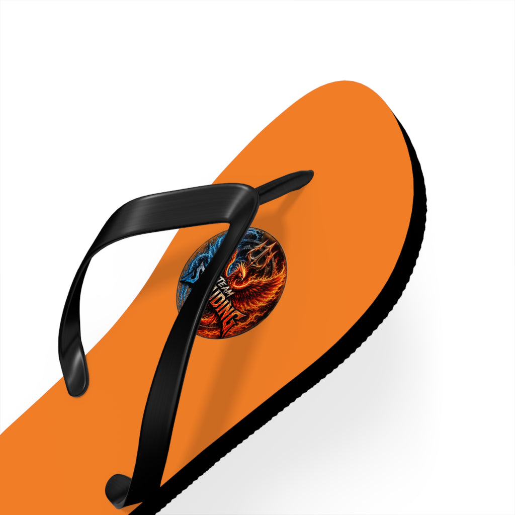 Orange Flip Flops with Small Tribal Sun Accent – Summer Beach Sandals