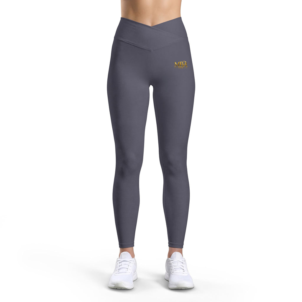 Women’s Luxe Leggings — Black High-Waist Yoga Leggings with Gold Emblem