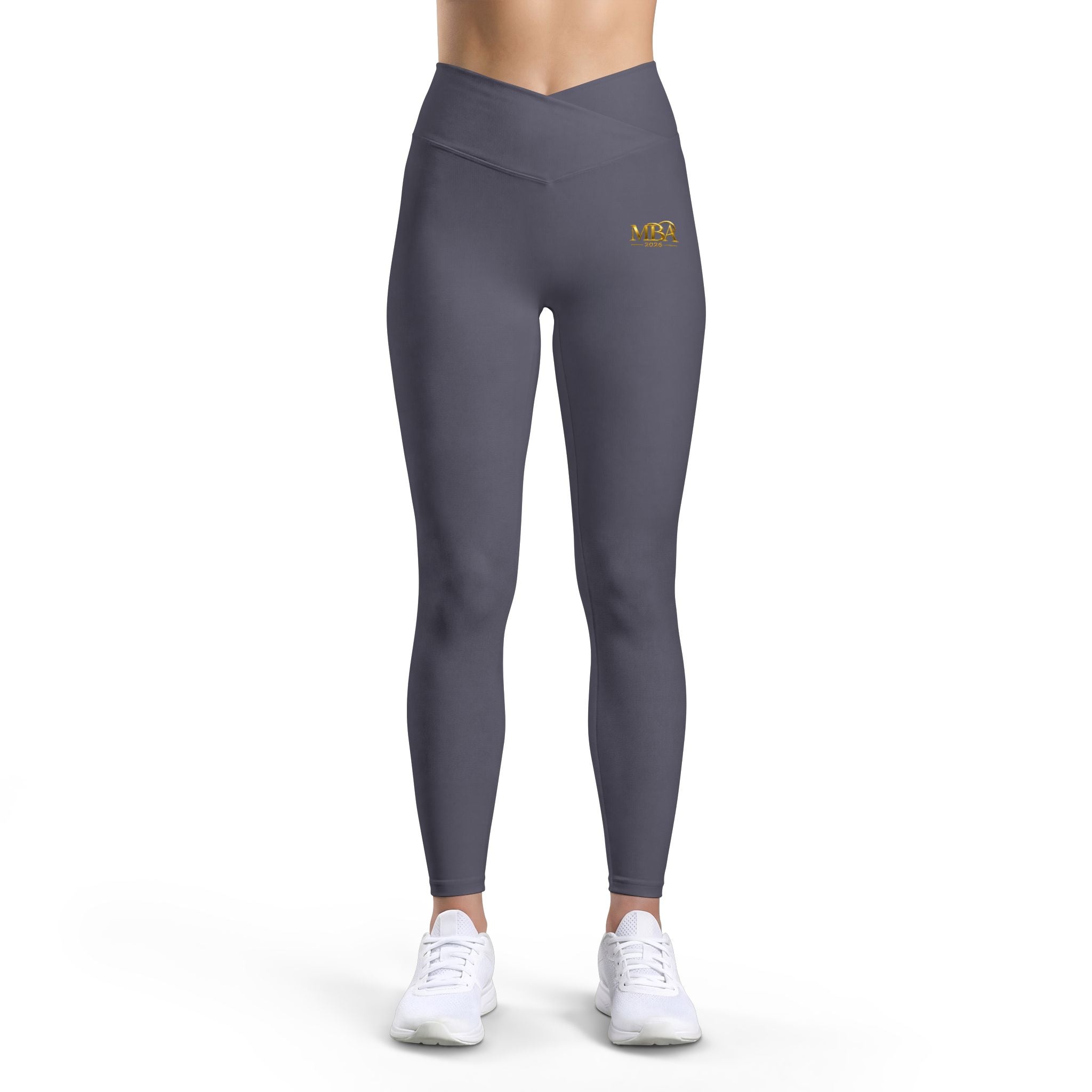 Women’s Luxe Leggings — Black High-Waist Yoga Leggings with Gold Emblem
