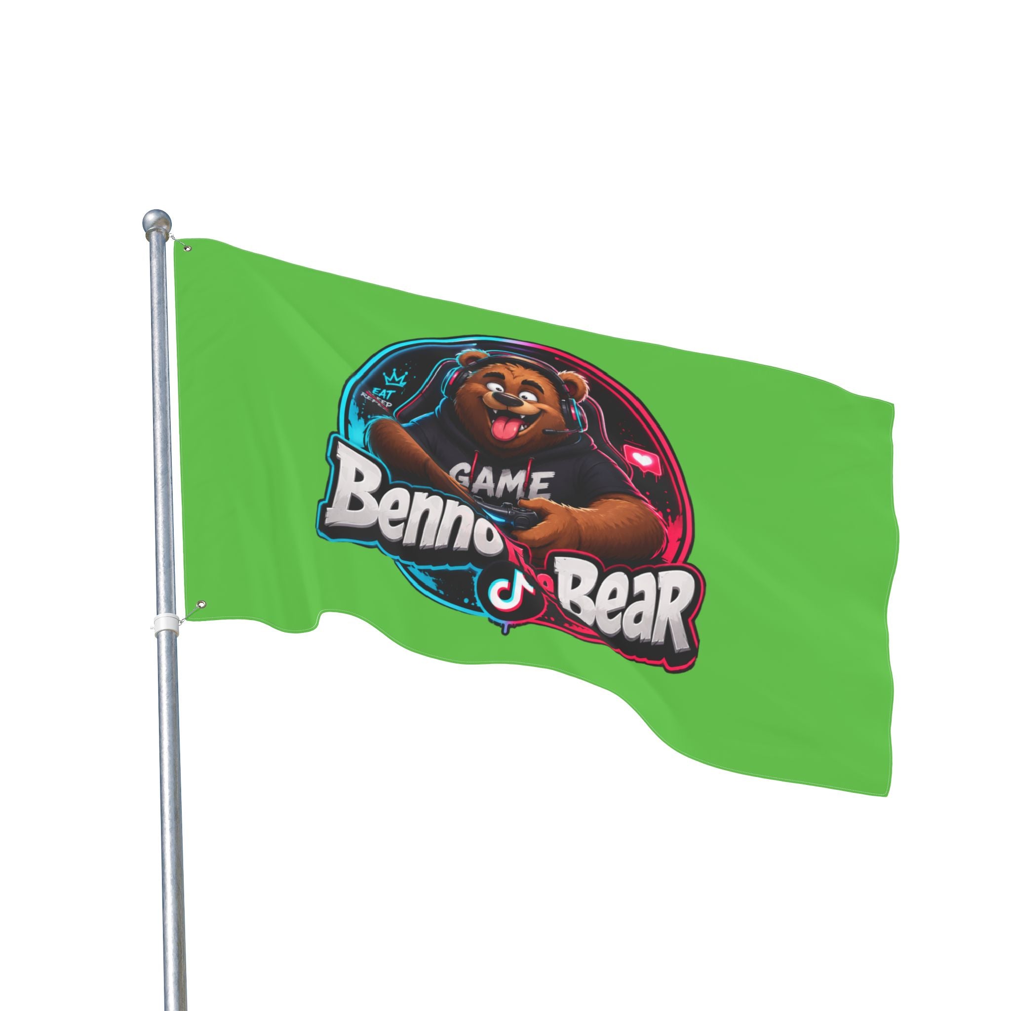 Benno The Bear Gaming Flag — Double-Sided Gamers Banner