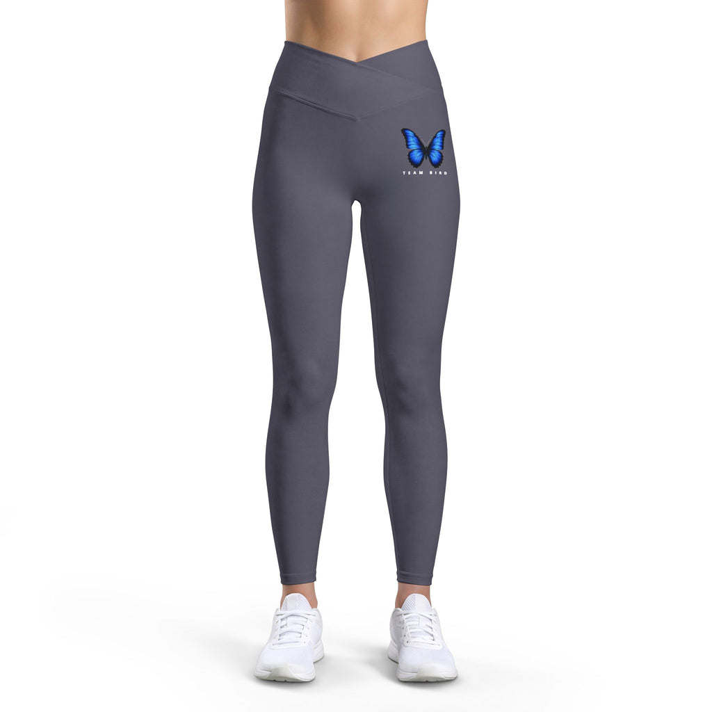 Butterfly Luxe Leggings — Blue Butterfly "Good Vibes" High-Waist Active Leggings