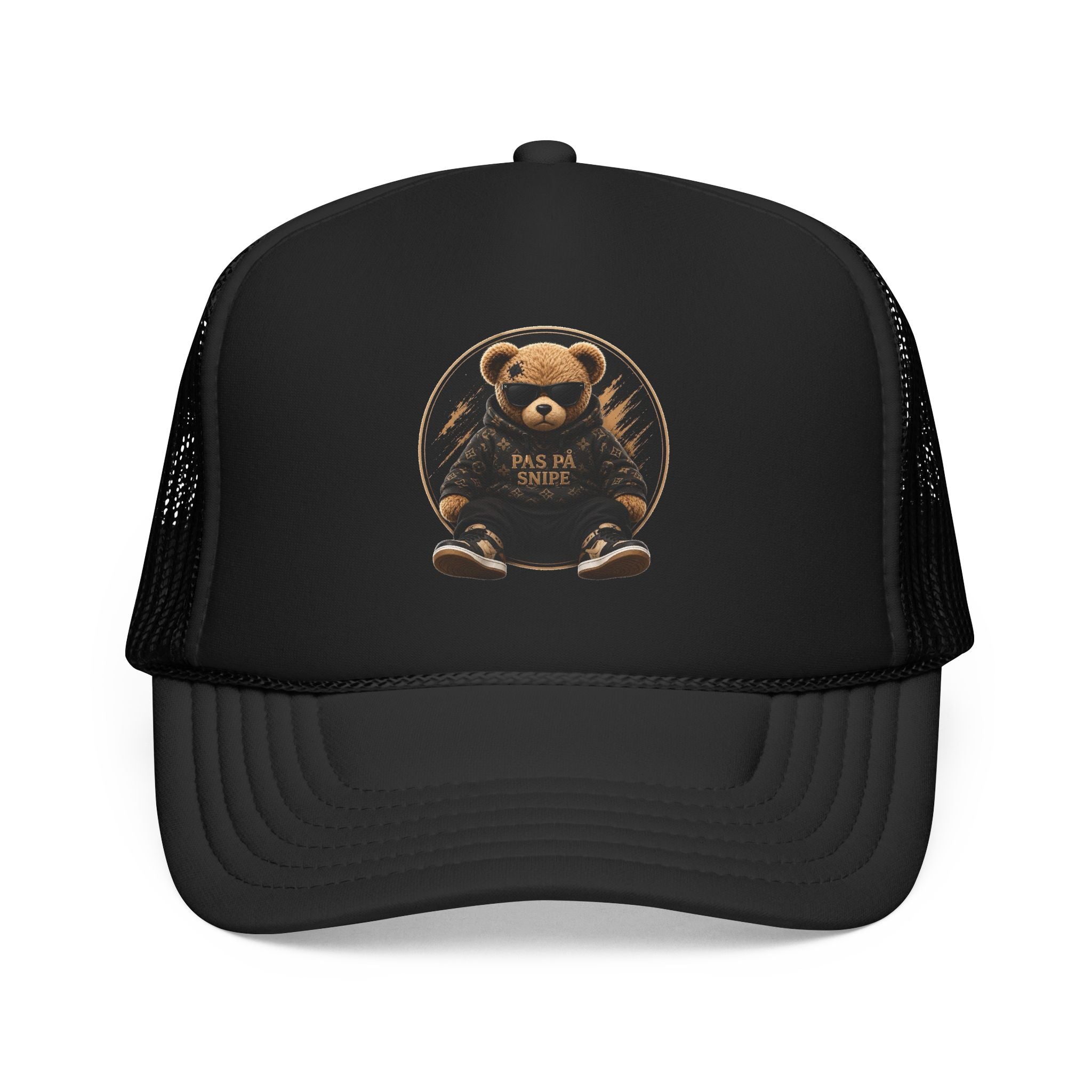 Teddy Bear Trucker Hat — Vintage "Pas de Panier" Patch Cap