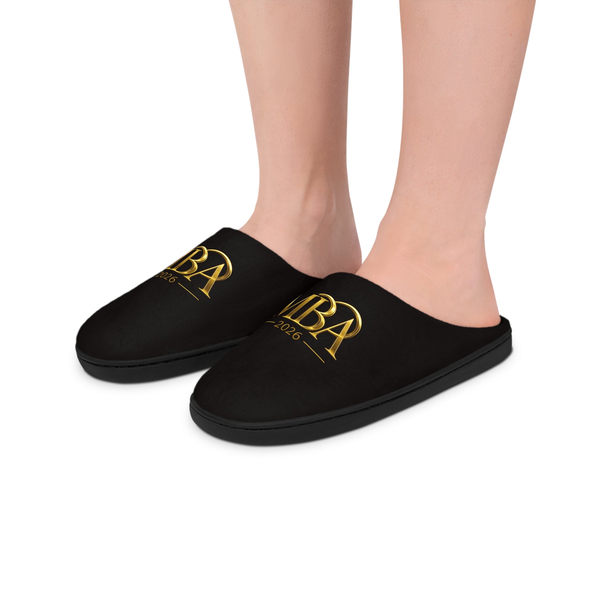 MBA 2026 Gold Logo Women's Indoor Slippers — Cozy Graduation Gift