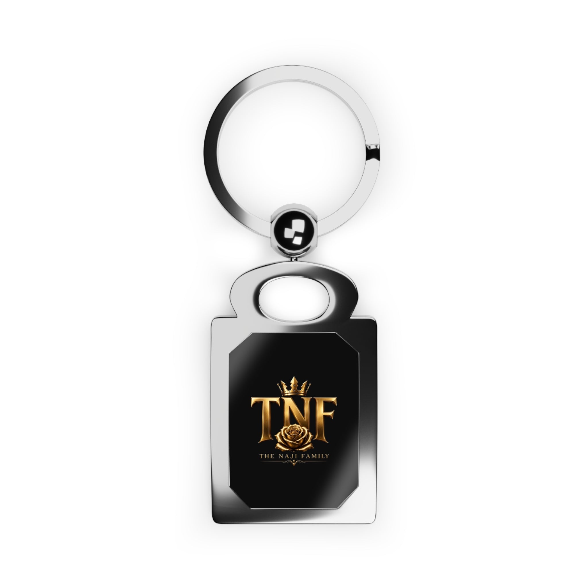 Rectangle Photo Keyring — Customizable Metal Photo Keychain with Gold Emblem