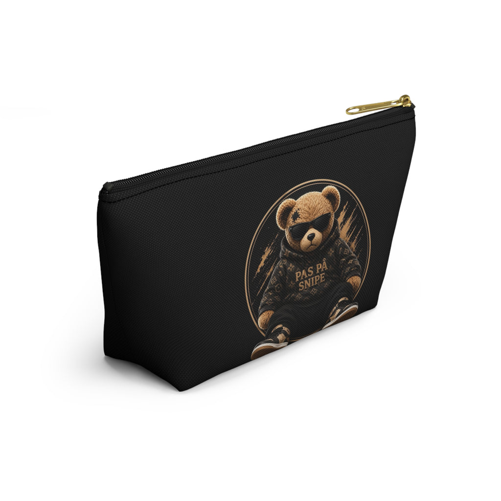 Teddy Bear Accessory Pouch - 'Pas På Snipe' Graphic Cosmetic Bag