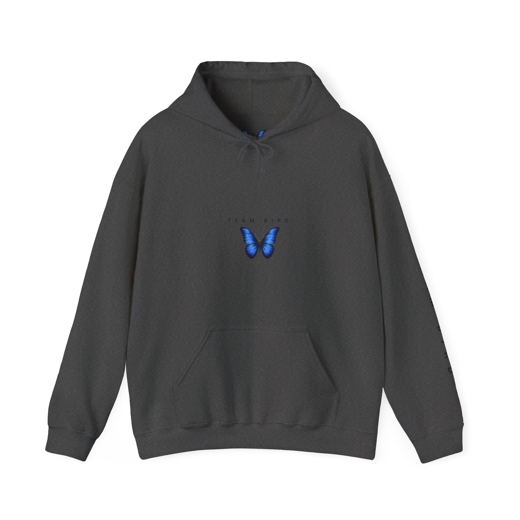 Butterfly Hoodie — "Team Bird" Blue Butterfly Graphic Hooded Sweatshirt
