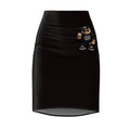 Pencil Skirt — Black Mini with Cute Crew Skum Character Print