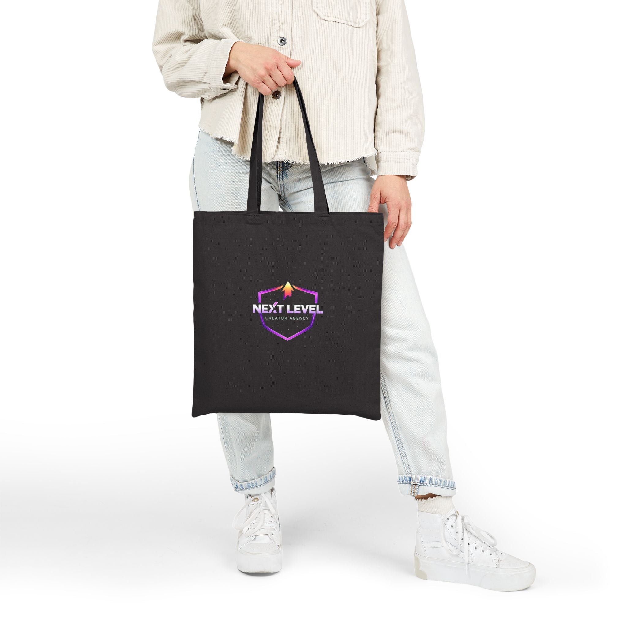 Next Level Tote Bag — Minimal Hexagon Logo with Sunset Accent
