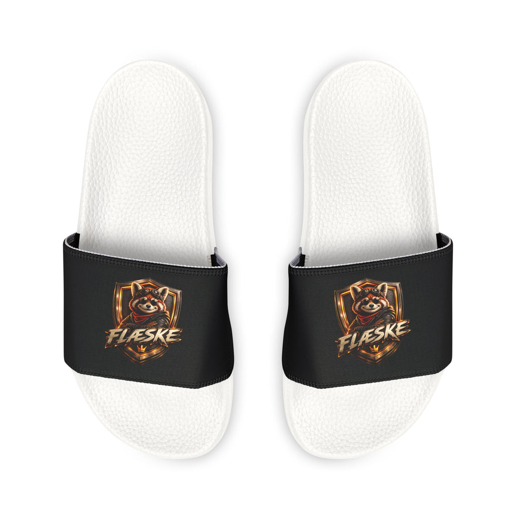 Slide Sandals — "Fireside" Skull Flame Removable-Strap Slides for Men