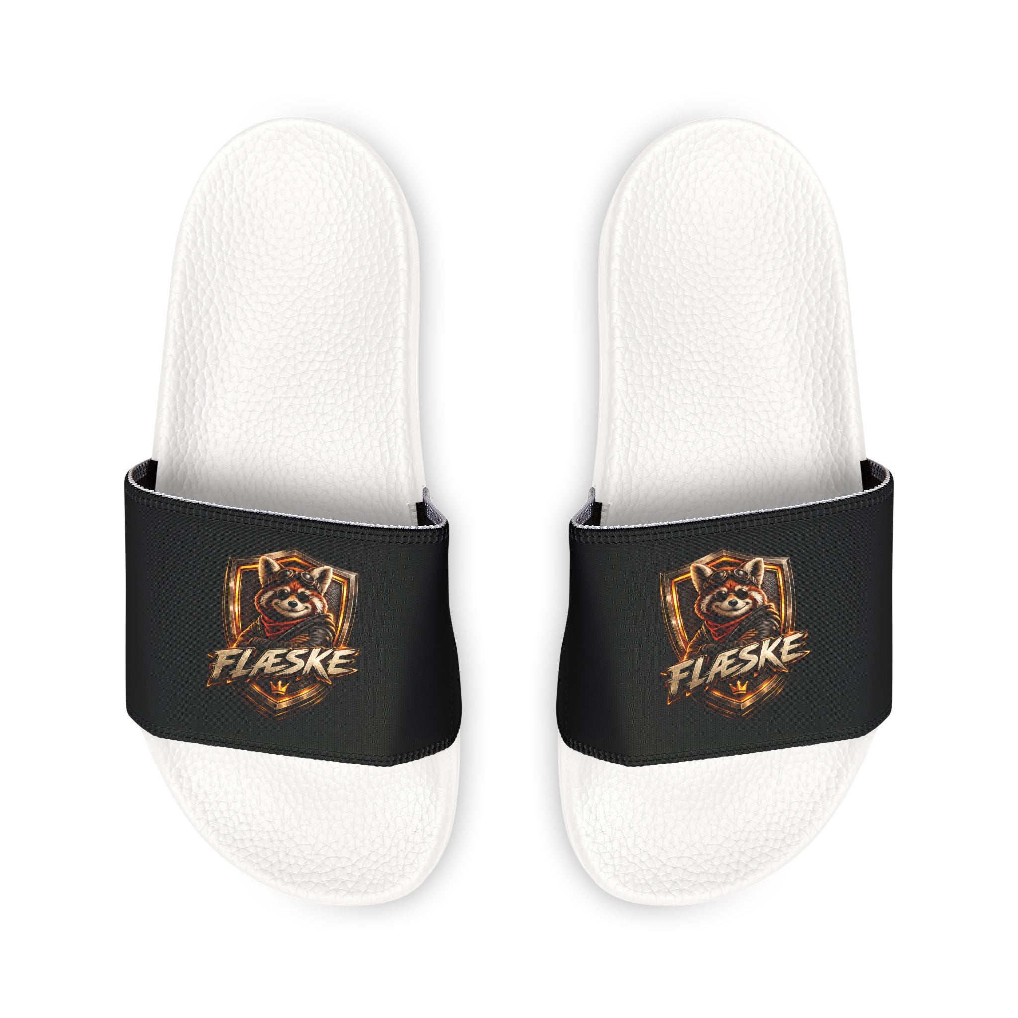 Slide Sandals — "Fireside" Skull Flame Removable-Strap Slides for Men