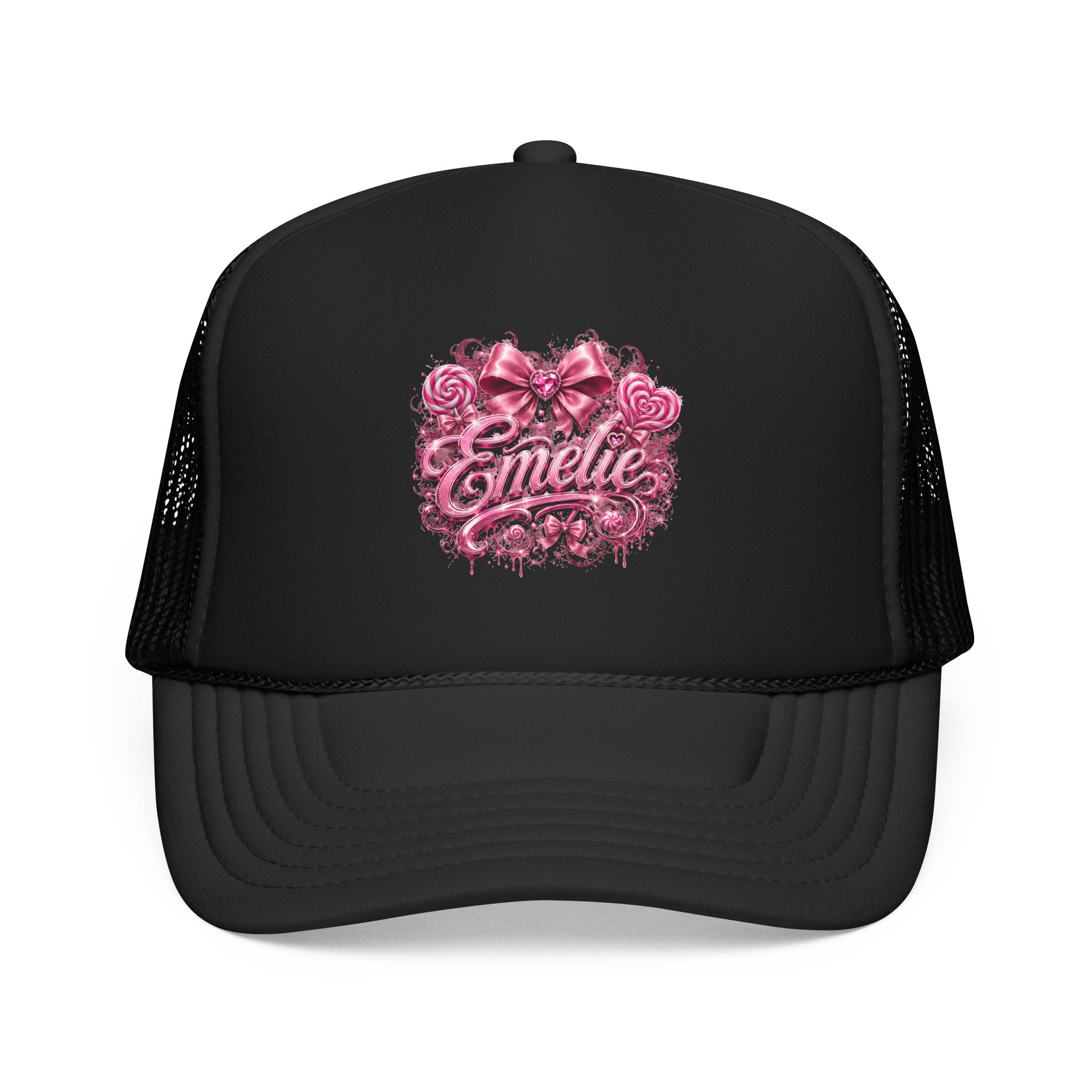 Trucker Hat — Pink Floral 'Enele' Bow Logo