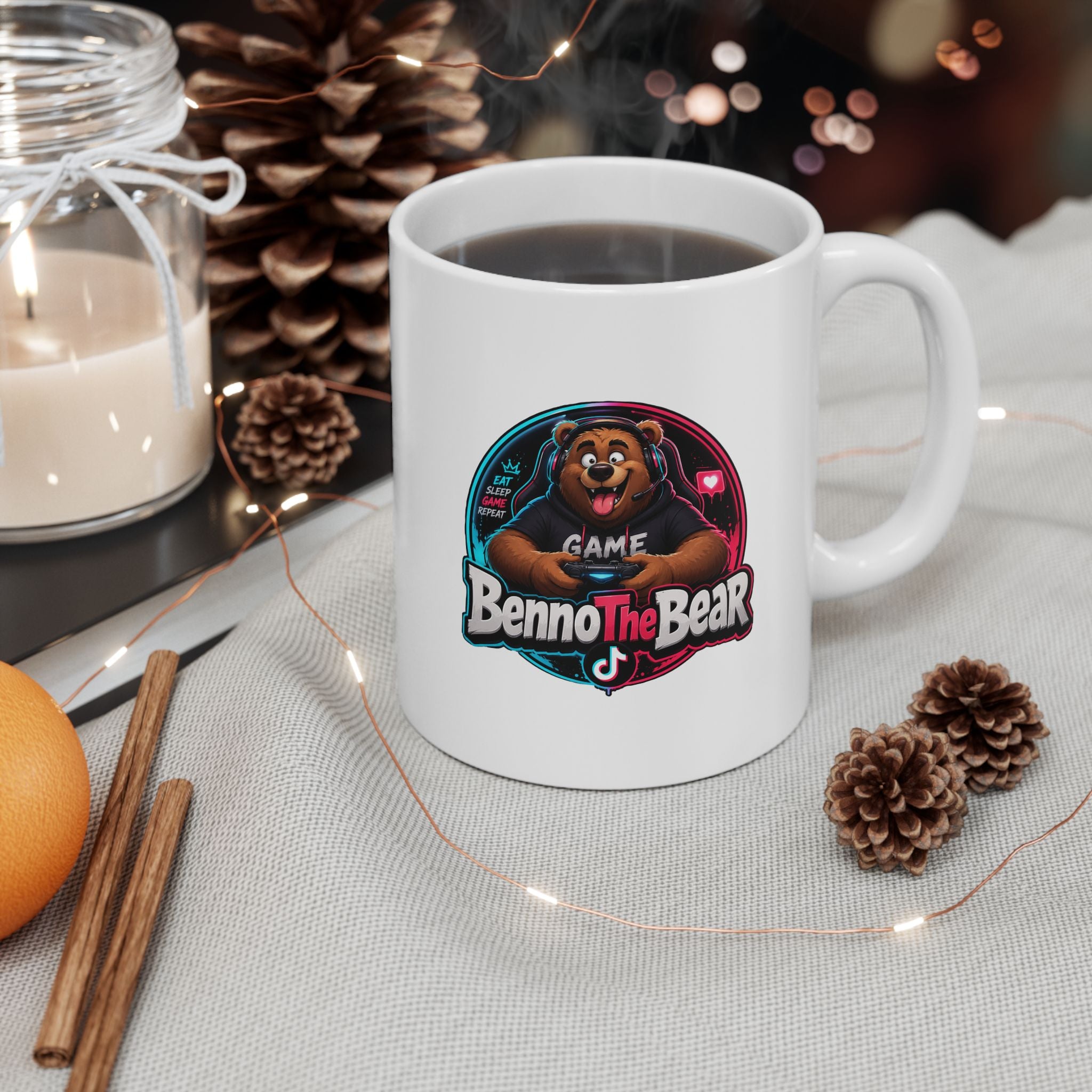 Bear Gamer Ceramic Mug — Cute Retro Gaming Bear Coffee Cup (11oz, 15oz)