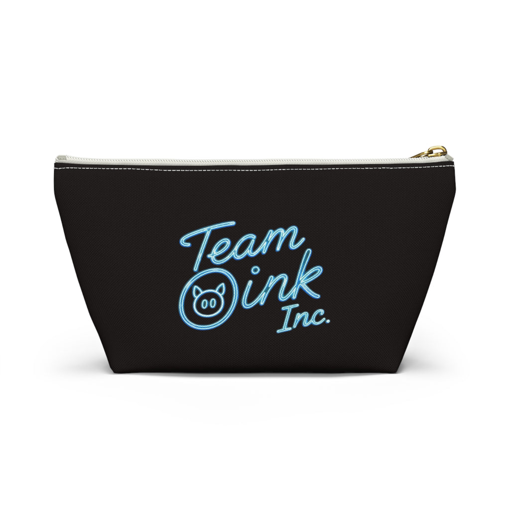 Team Oink Accessory Pouch — Black T-Bottom Makeup & Gadget Organizer