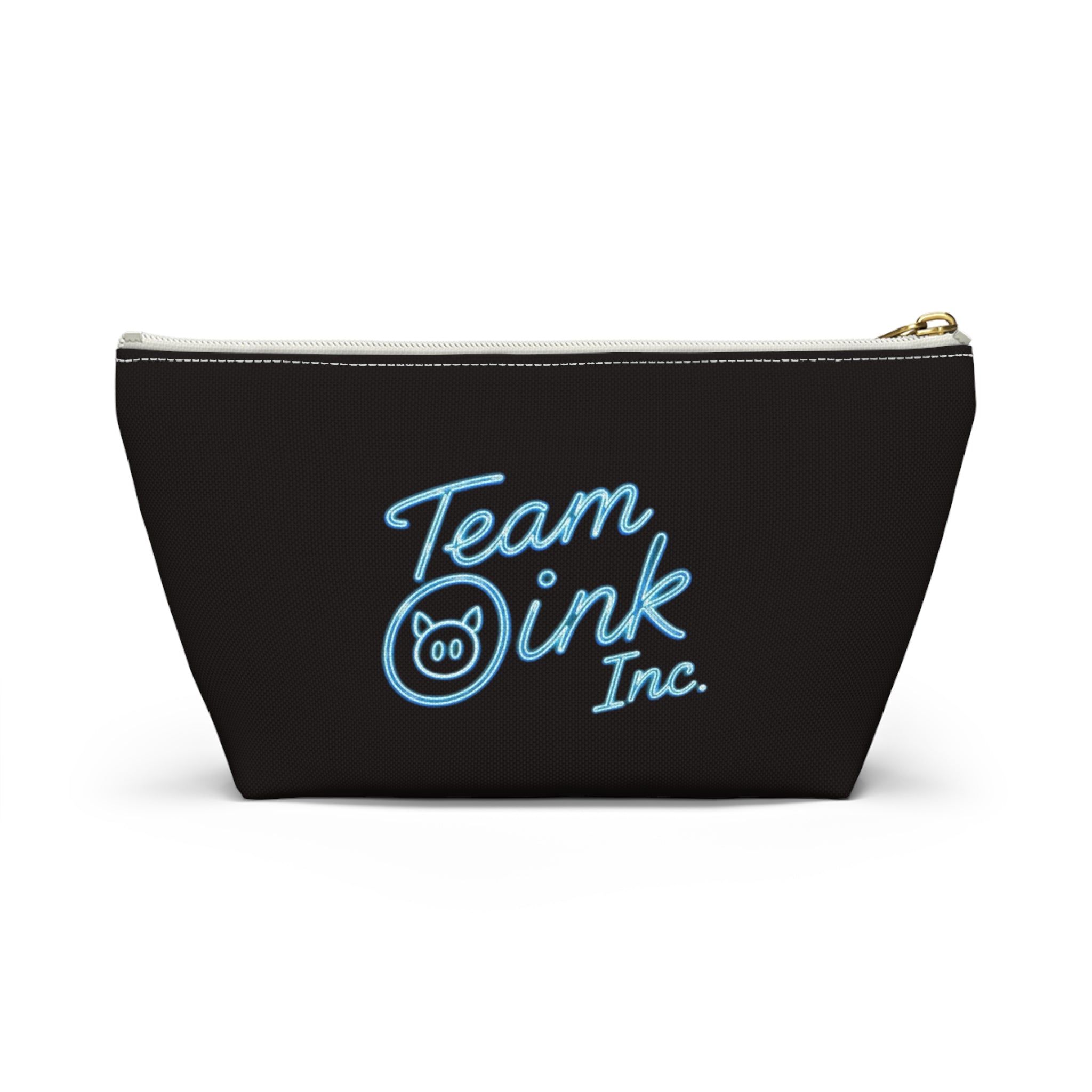 Team Oink Accessory Pouch — Black T-Bottom Makeup & Gadget Organizer