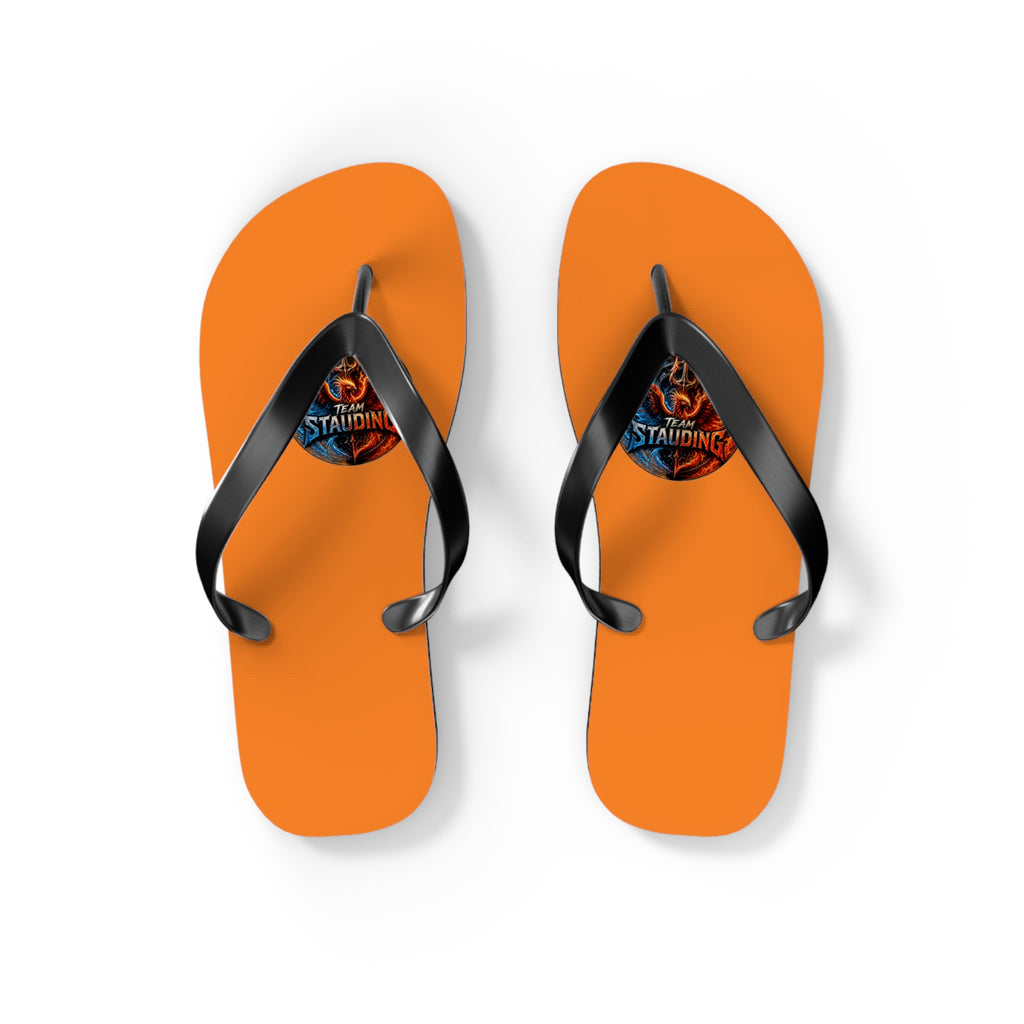Orange Flip Flops with Small Tribal Sun Accent – Summer Beach Sandals