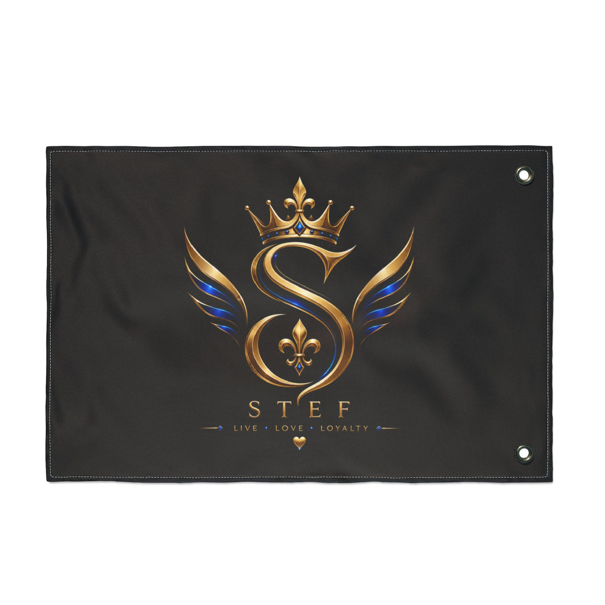 Monogram 'S' Crown Double-Sided Flag — Personalized Stef Luxe Emblem