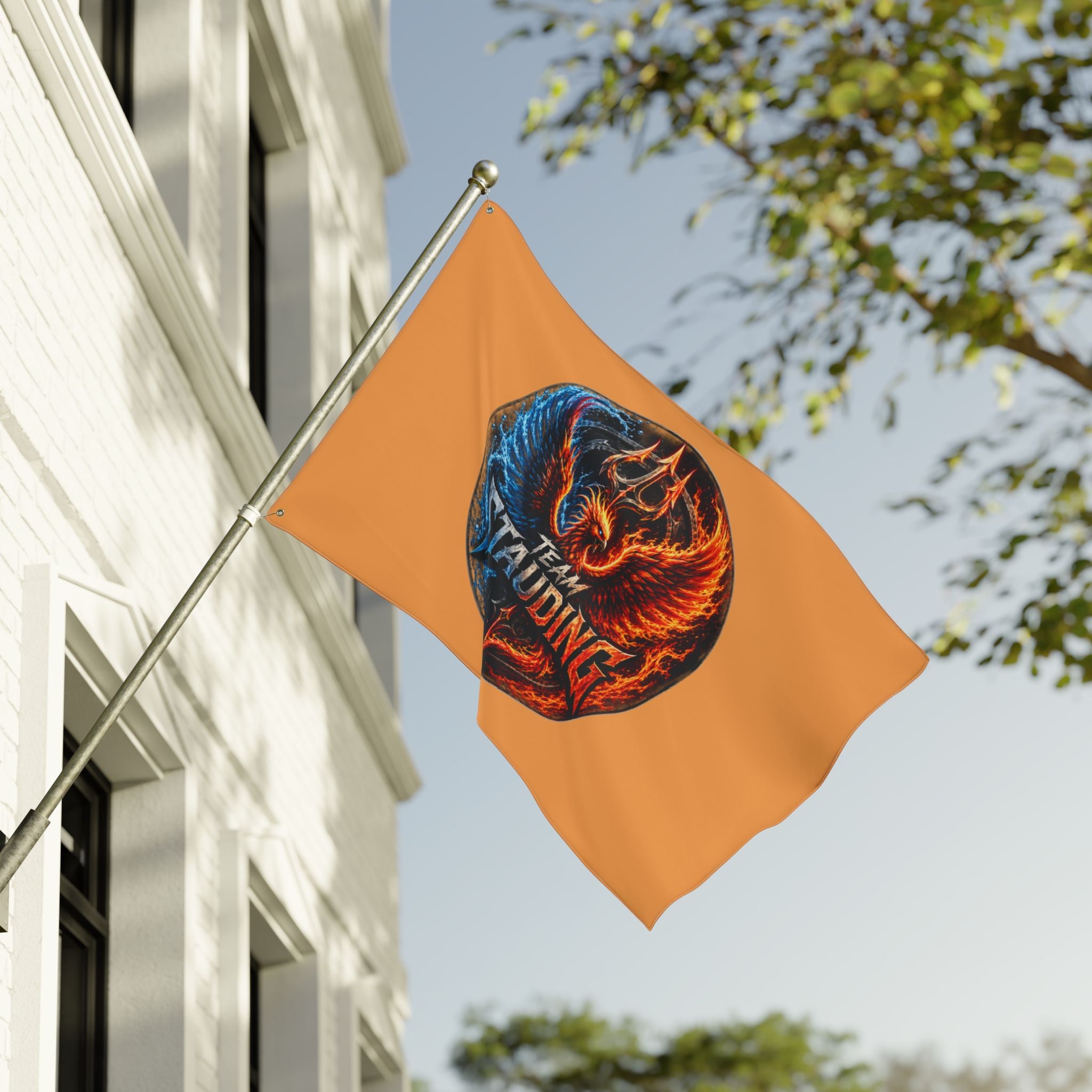 Team Stauding Double-Sided Flag — Fiery Phoenix Logo Outdoor Banner