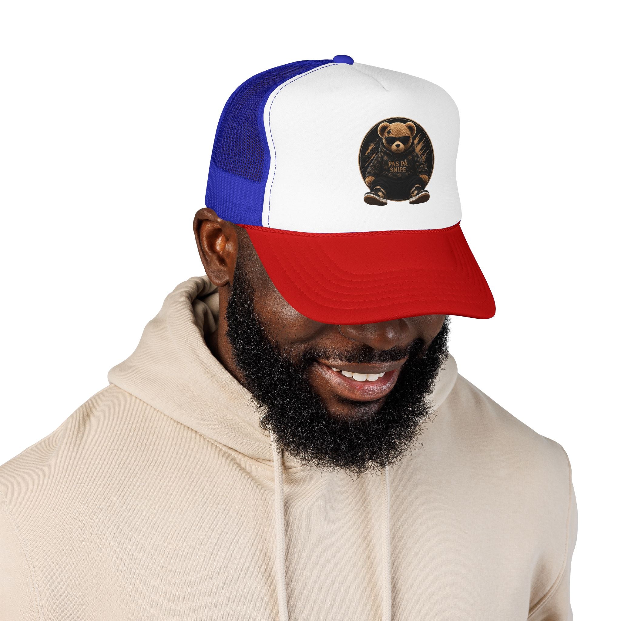 Teddy Bear Trucker Hat — Vintage "Pas de Panier" Patch Cap