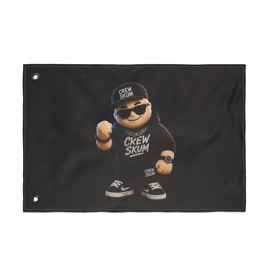 Double-Sided Black Crew Skum Flag — Urban Streetwear Character Banner