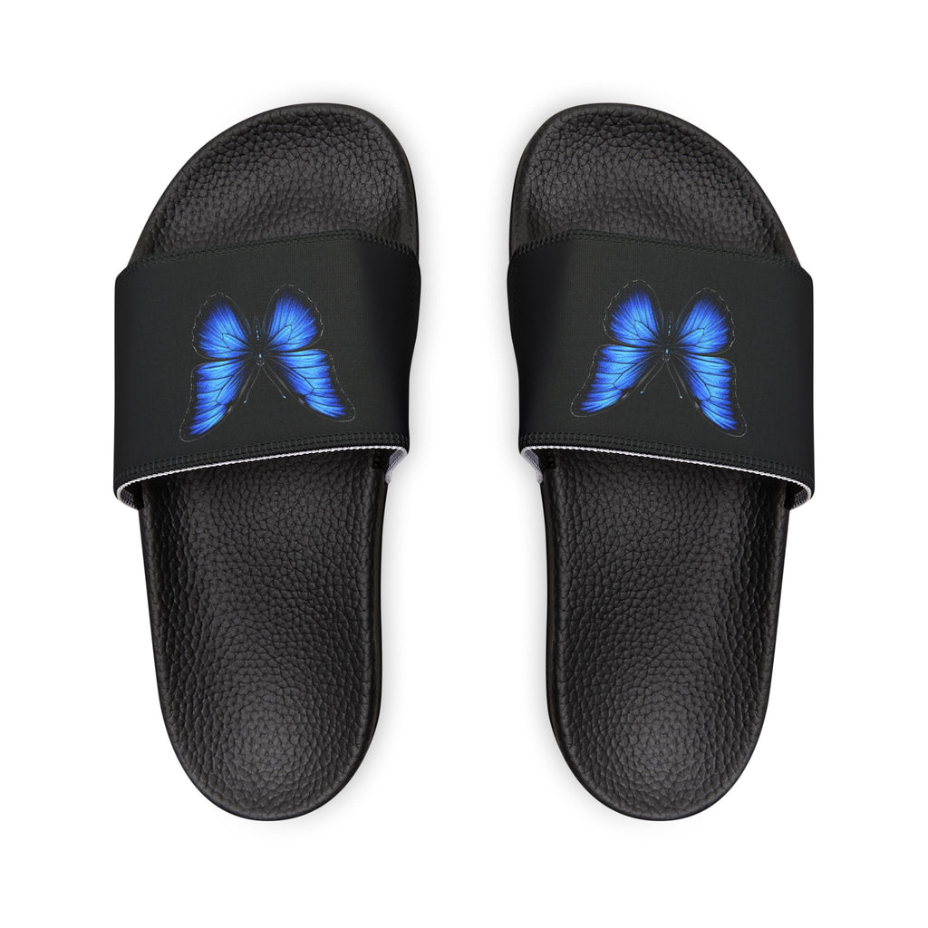 Men's Butterfly Slide Sandals — Blue Neon Wing Removable-Strap Slides