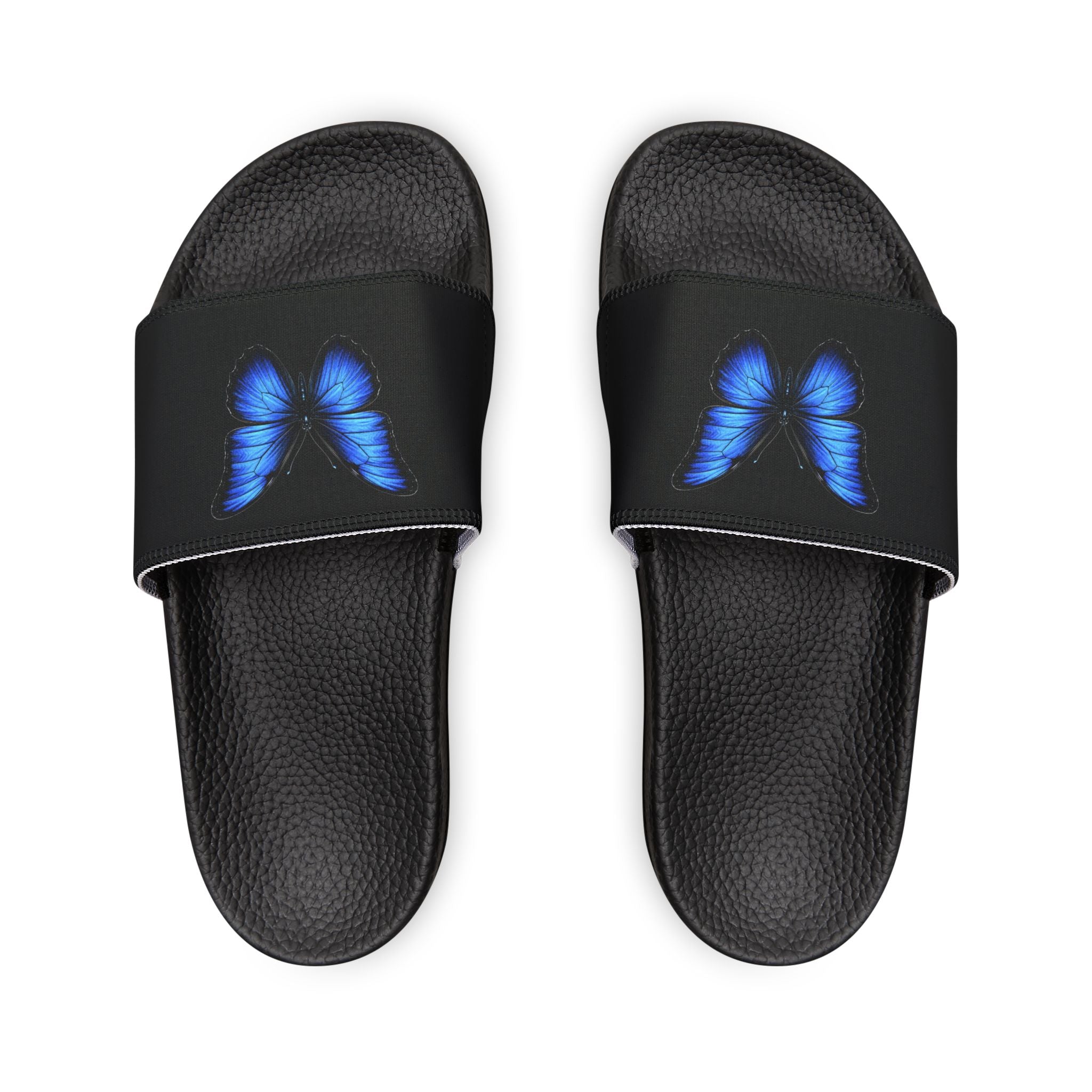 Men's Butterfly Slide Sandals — Blue Neon Wing Removable-Strap Slides