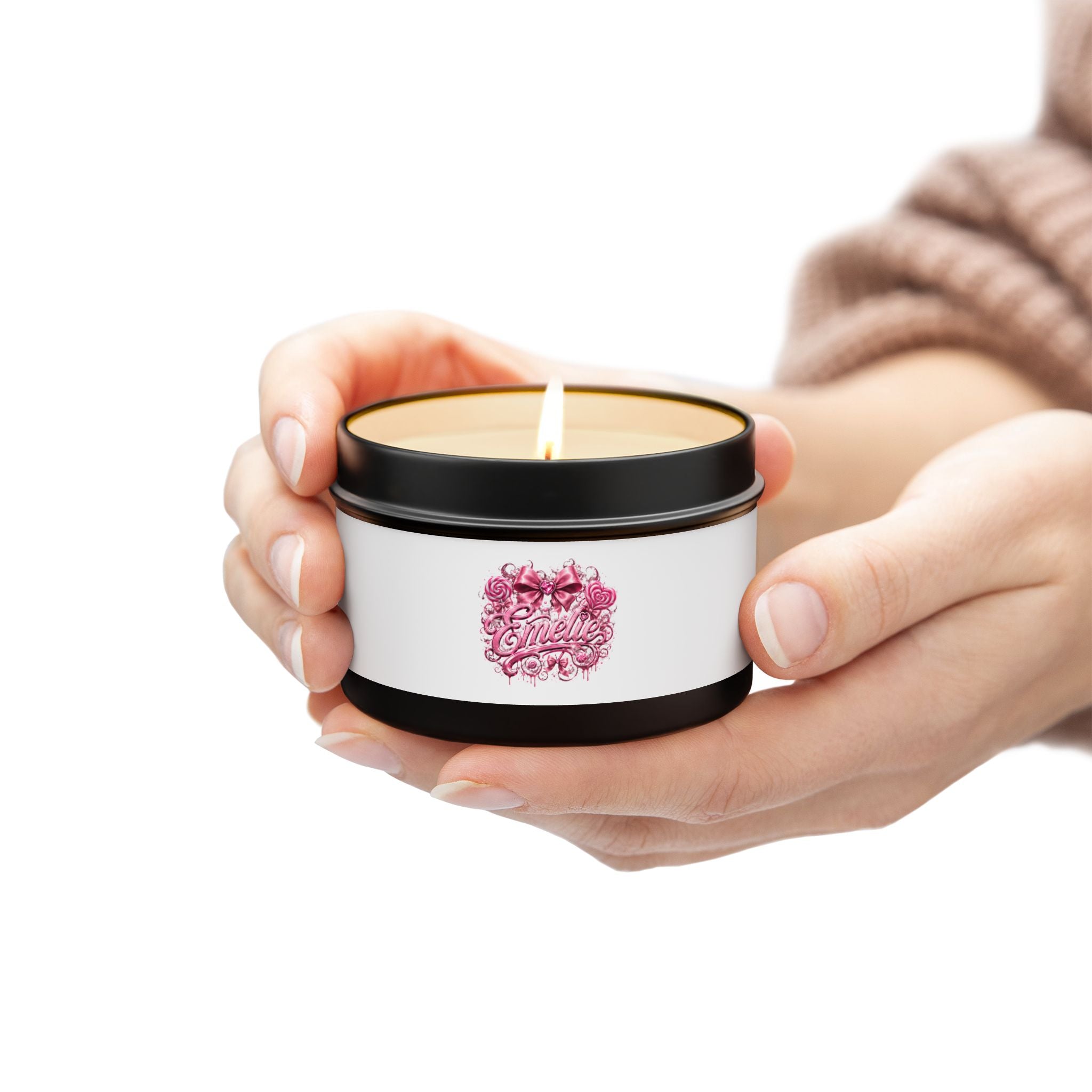 Floral Pink 'Hello' Tin Candle – Scented Decorative Travel Candle