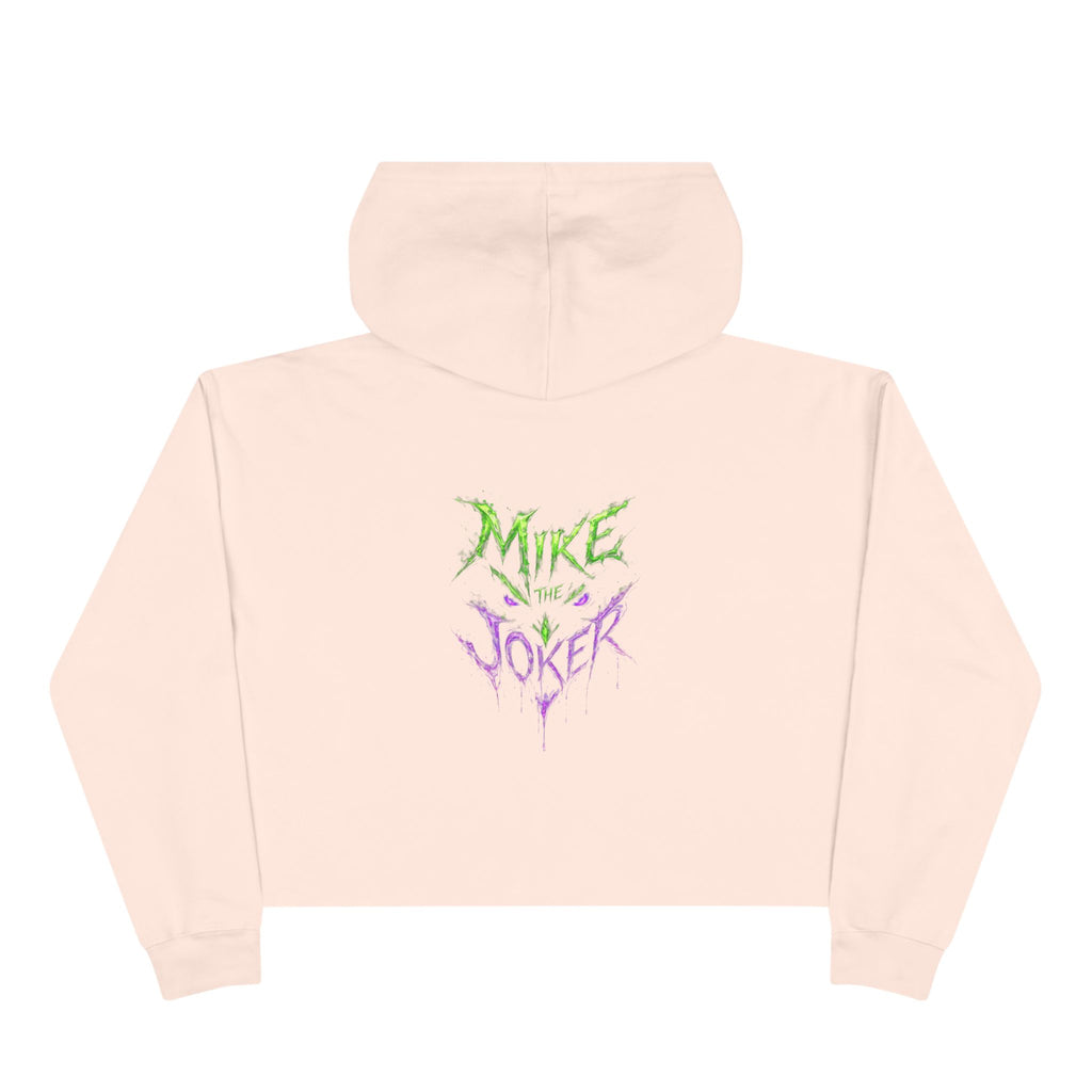 Crop Hoodie — 'Mixe Joker' Minimal Front / Bold Back Graphic Cropped Hoodie