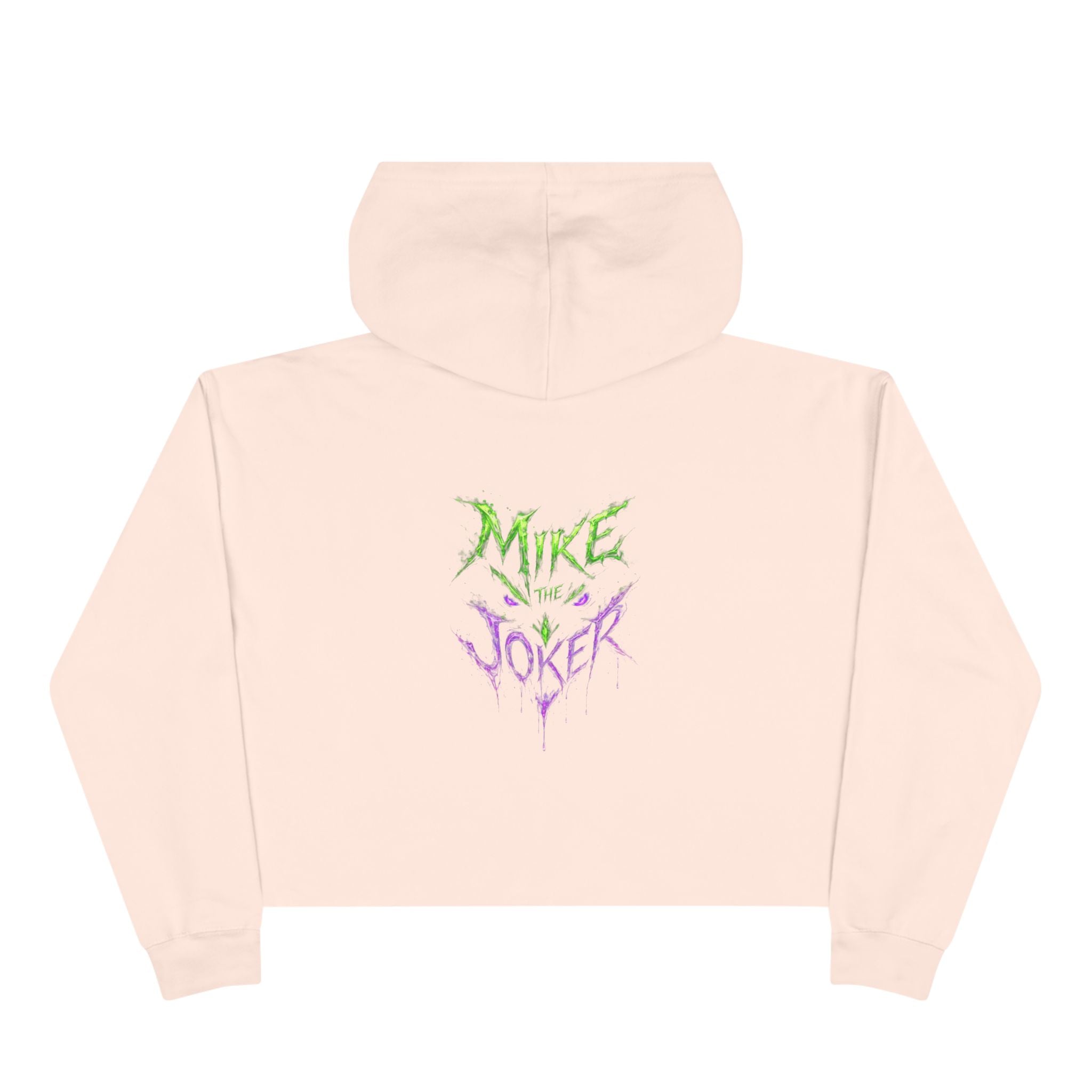 Crop Hoodie — 'Mixe Joker' Minimal Front / Bold Back Graphic Cropped Hoodie