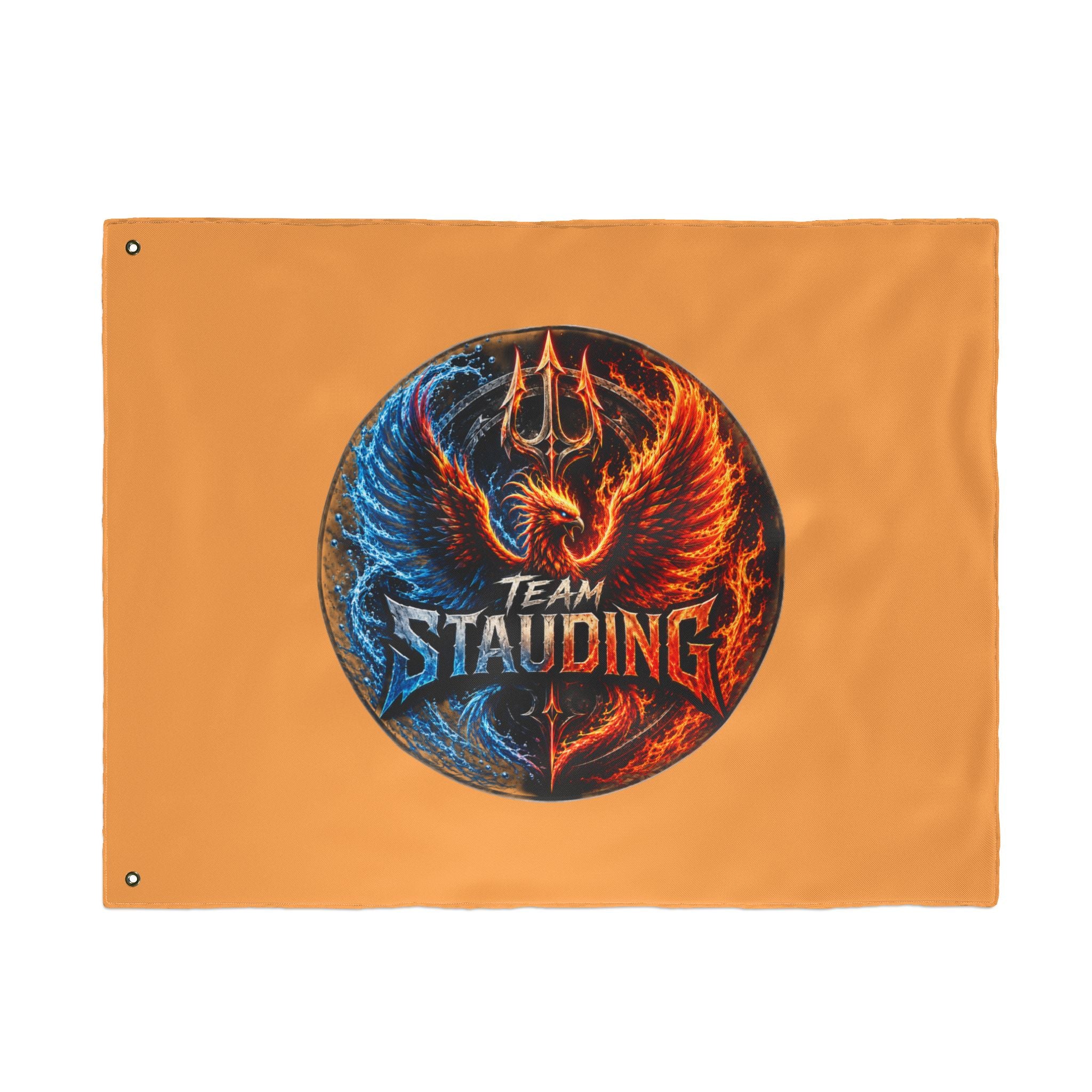 Team Stauding Double-Sided Flag — Fiery Phoenix Logo Outdoor Banner