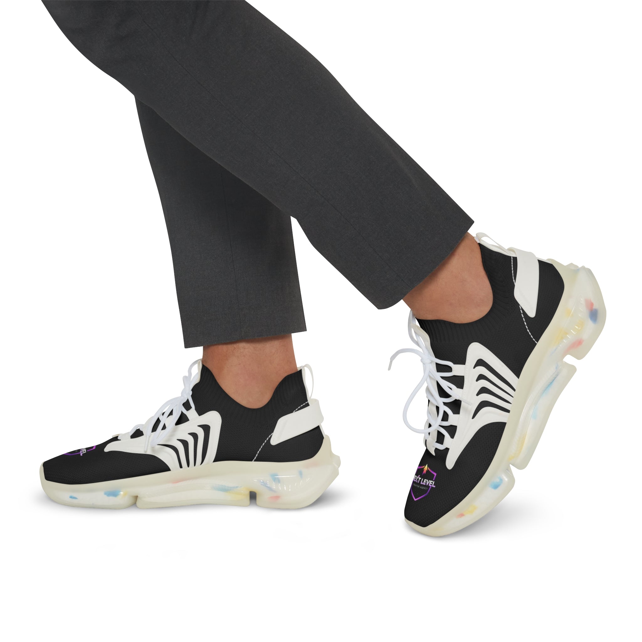 Men's Modern Mesh Sneakers — Lightweight Black Athletic Shoes with Cushioned Sole