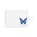Blue Butterfly Saffiano Leather Card Holder — Team Bird RFID Card Case