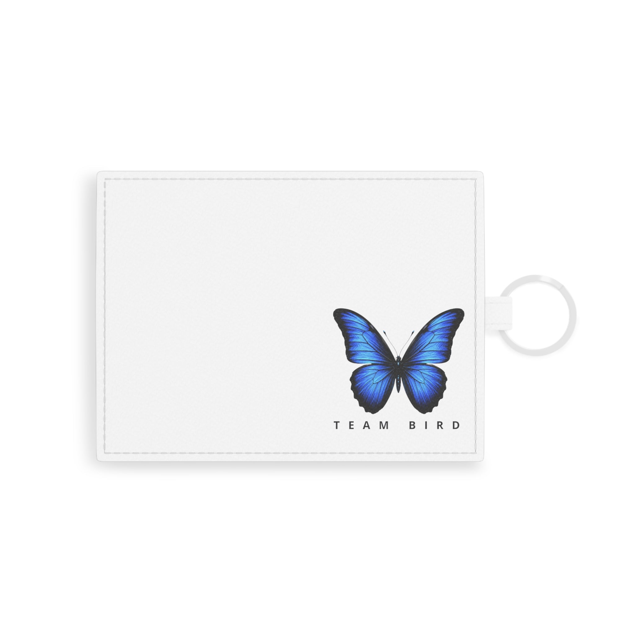 Blue Butterfly Saffiano Leather Card Holder — Team Bird RFID Card Case