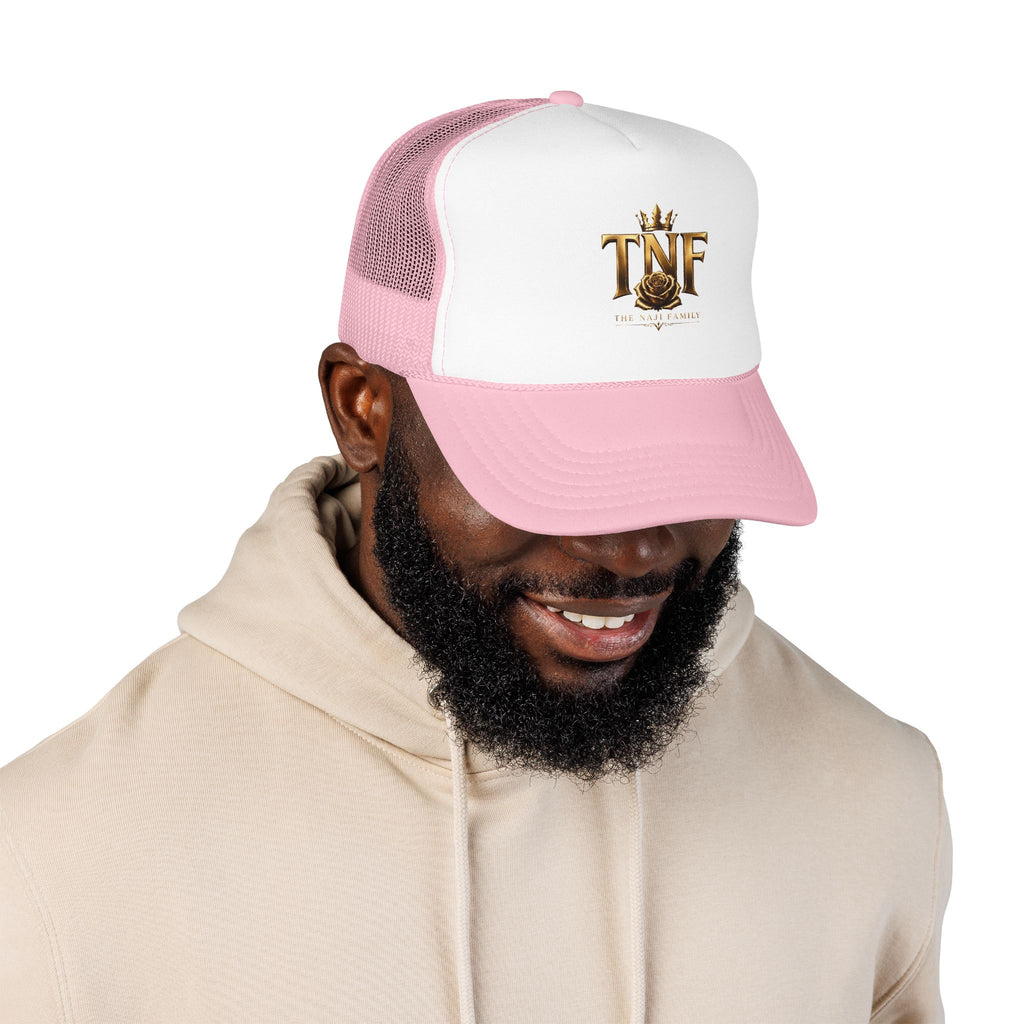 TNF Gold Rose Trucker Hat — The Dark Family Logo Foam Cap
