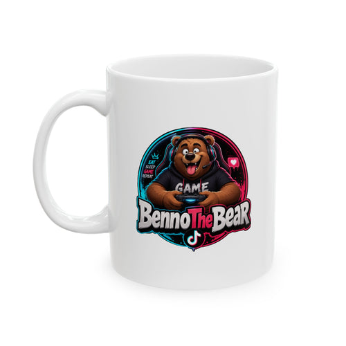 Bear Gamer Ceramic Mug — Cute Retro Gaming Bear Coffee Cup (11oz, 15oz)