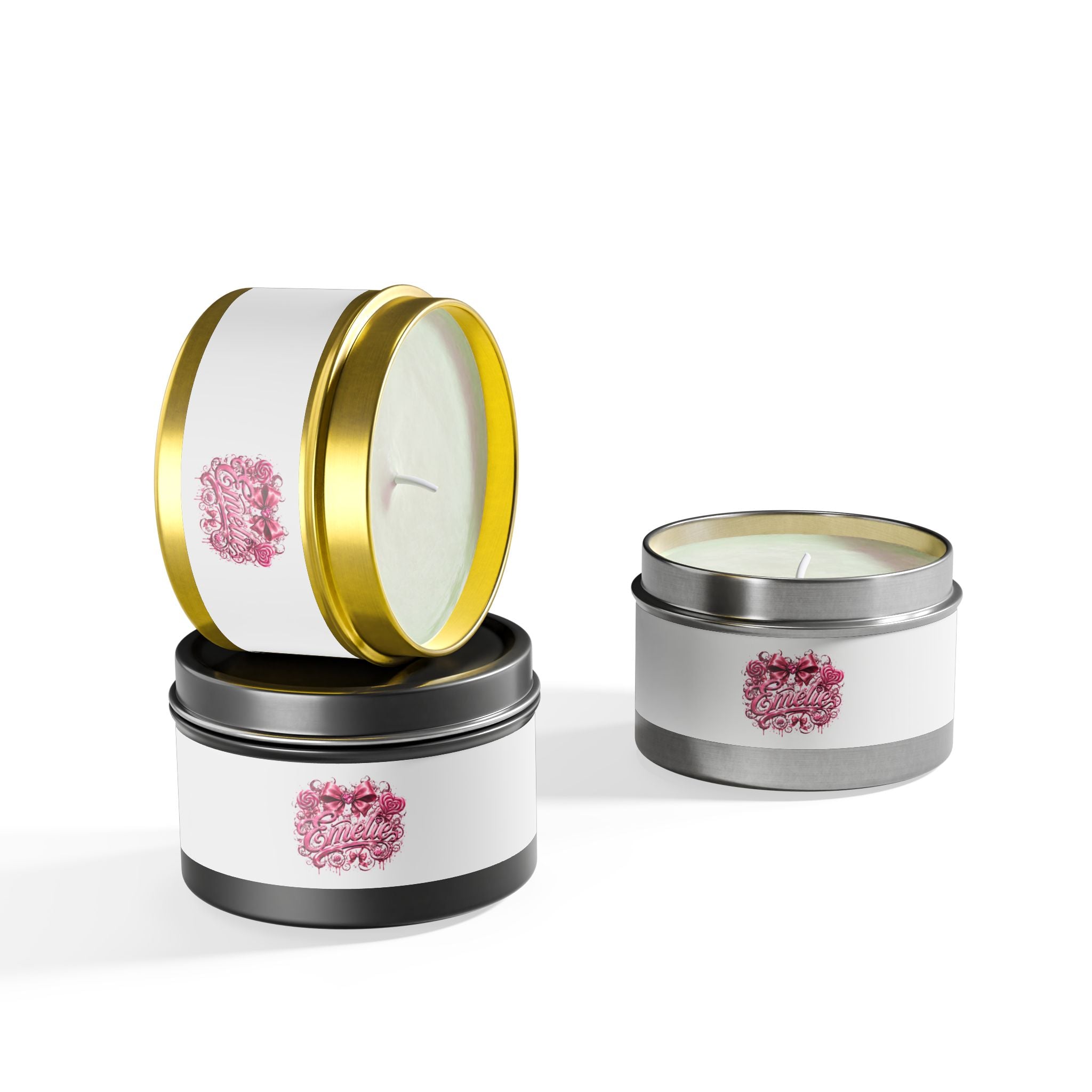 Floral Pink 'Hello' Tin Candle – Scented Decorative Travel Candle