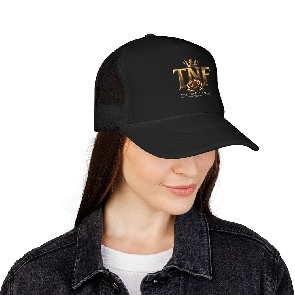 TNF Gold Rose Trucker Hat — The Dark Family Logo Foam Cap