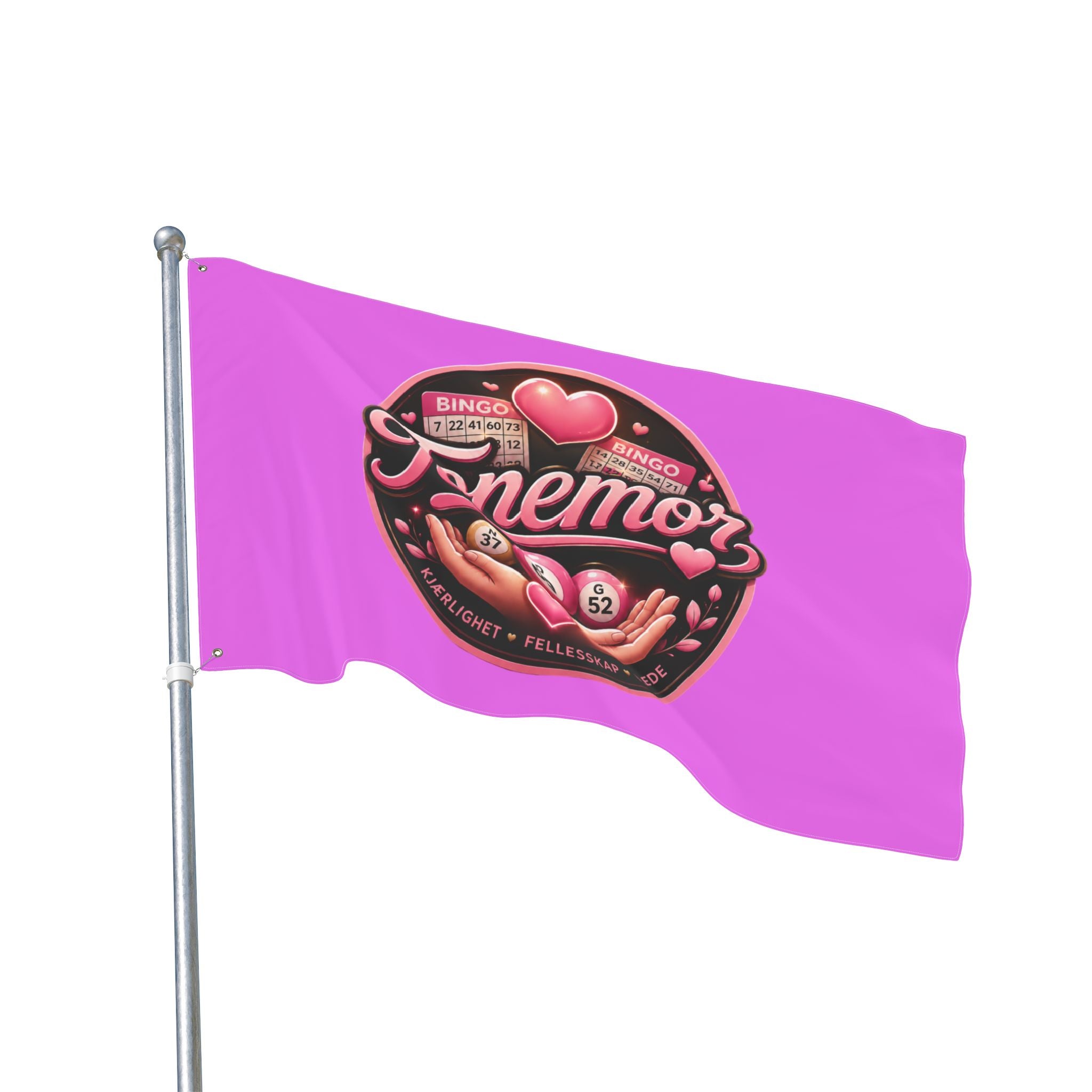 Tonemor Bingo Hearts Flag — Double-Sided Pink Decorative Flag