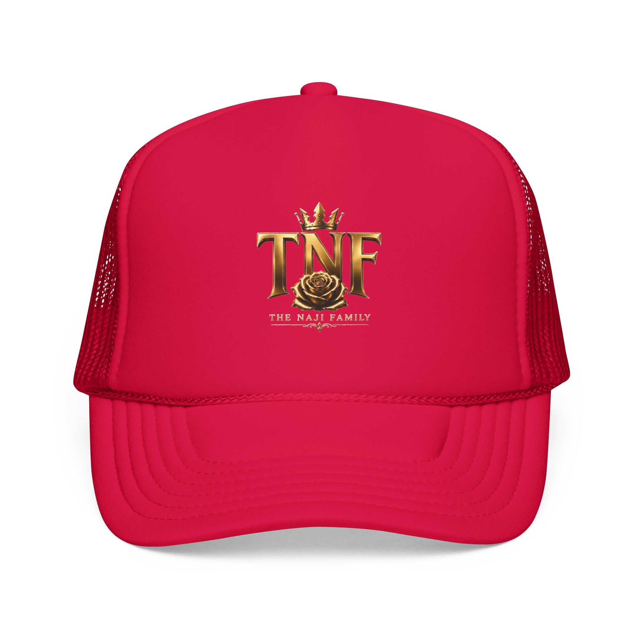 TNF Gold Rose Trucker Hat — The Dark Family Logo Foam Cap