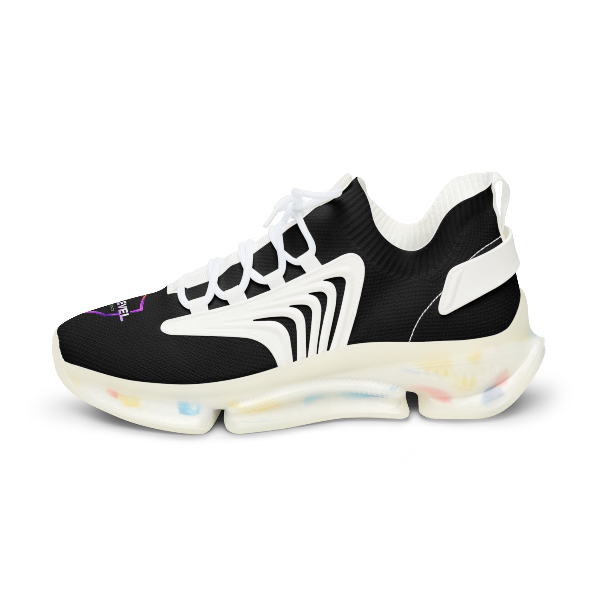 Men's Modern Mesh Sneakers — Lightweight Black Athletic Shoes with Cushioned Sole