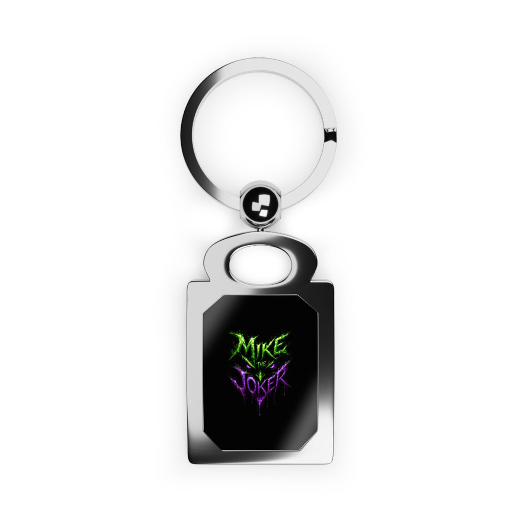 Rectangle Photo Keyring — Custom Neon 'Mike Joker' Graphic Metal Keychain