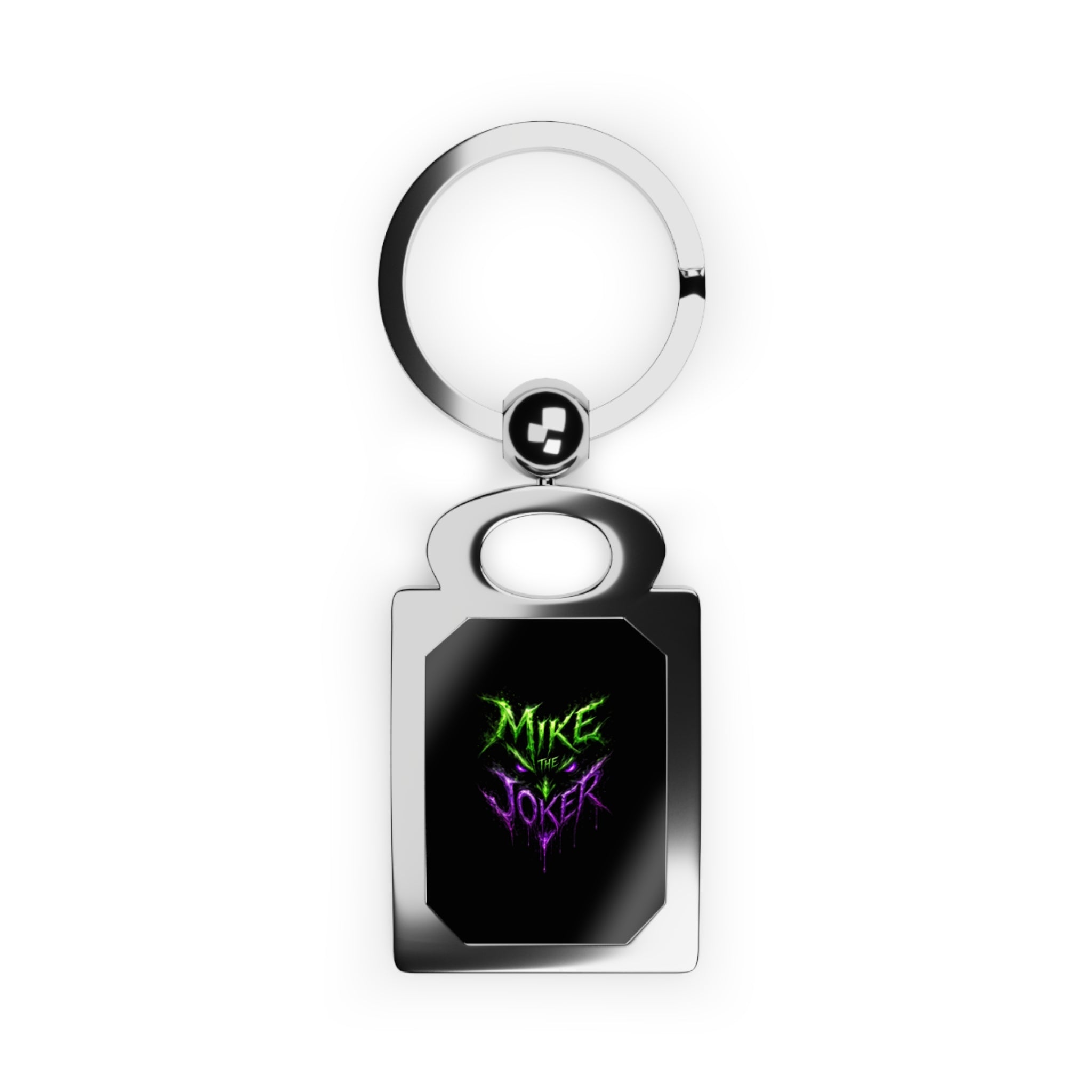 Rectangle Photo Keyring — Custom Neon 'Mike Joker' Graphic Metal Keychain