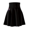 Black High-Waist Skater Skirt with Subtle Neon Logo