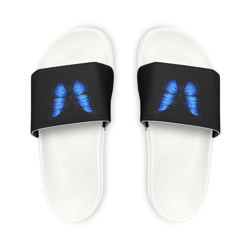 Men's Butterfly Slide Sandals — Blue Neon Wing Removable-Strap Slides