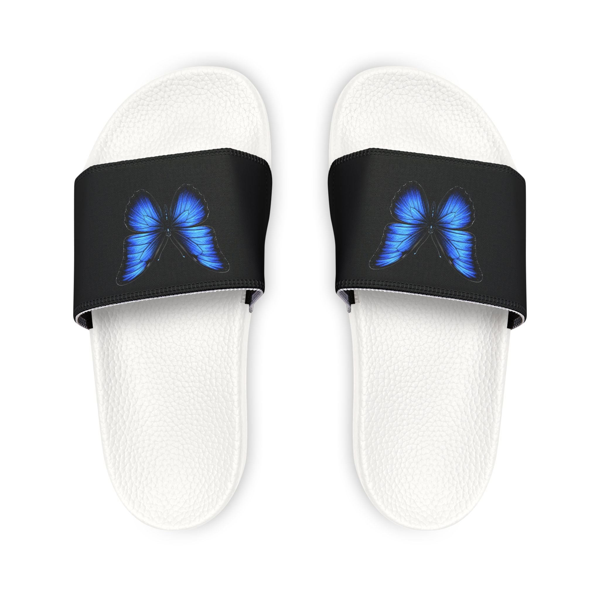 Men's Butterfly Slide Sandals — Blue Neon Wing Removable-Strap Slides