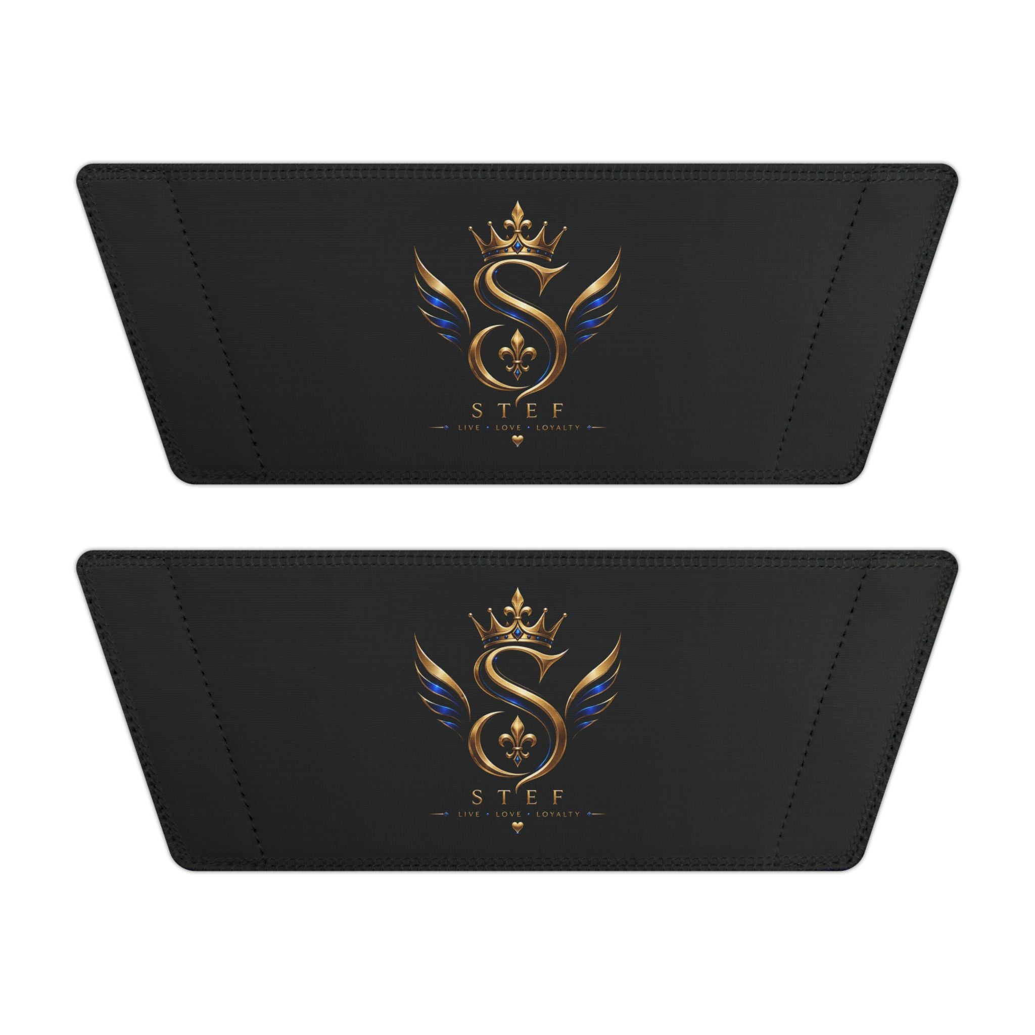 Slide Sandals — Black Strap with Gold Serpent Emblem